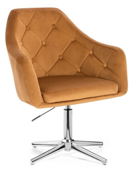 LuxuryForm DESIGN Křeslo ANDORA VELUR na stříbrném kříži - medové