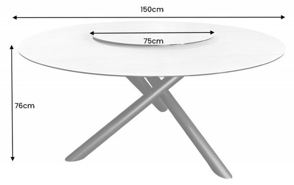 Kulatý jídelní stůl SPIN WHITE 150 CM keramika otočný Nábytek | Jídelní prostory | Jídelní stoly | Kulaté