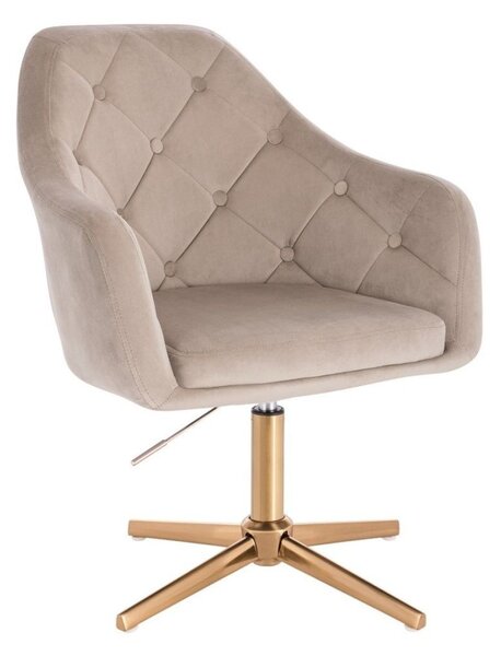 LuxuryForm DESIGN Křeslo ANDORA VELUR na zlatém kříži - latte