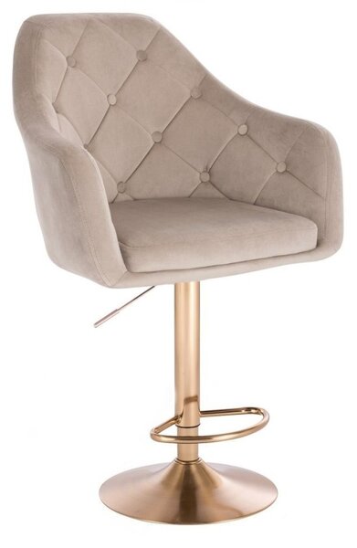 LuxuryForm DESIGN Barová židle ANDORA VELUR na zlaté kulaté podstavě - latte