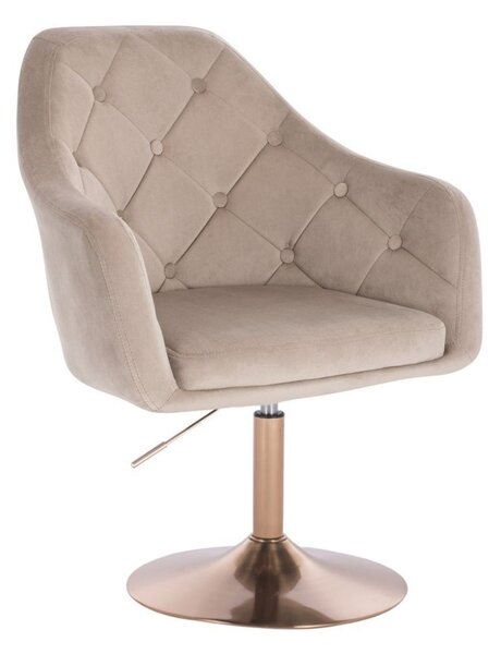 LuxuryForm DESIGN Křeslo ANDORA VELUR na zlatém talíři - latte