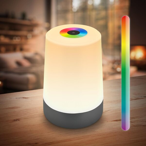 BRILONER Nubsi stolní lampička - 2,8W, 280lm, nabíjecí, LED, stmívatelné, RGB+W, antracit mat 7554015