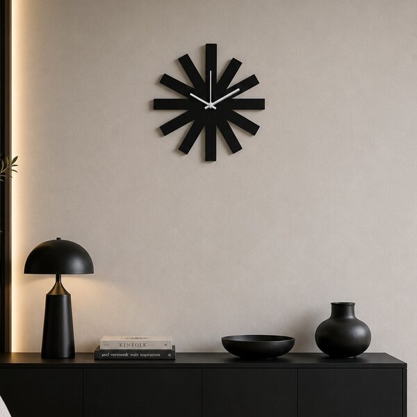 Středně velké černé hodiny na zeď, plexi 40x30cm: Black Star | atelierDSGN