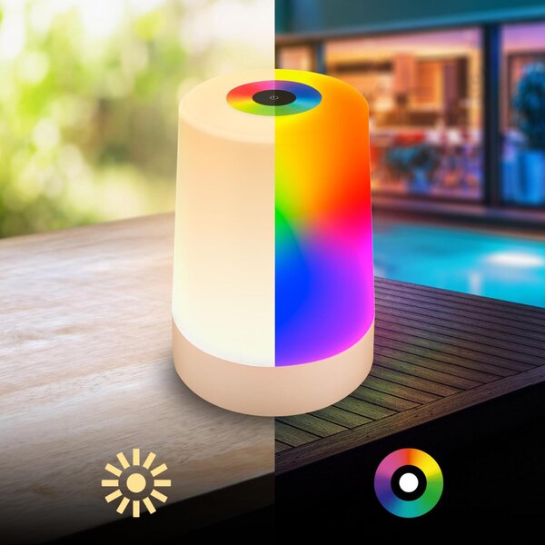 BRILONER Nubsi stolní lampička - 2,8W, 280lm, nabíjecí, LED, stmívatelné, RGB+W, béžová mat 7554011