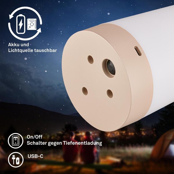 BRILONER Nubsi stolní lampička - 2,8W, 280lm, nabíjecí, LED, stmívatelné, RGB+W, béžová mat 7554011
