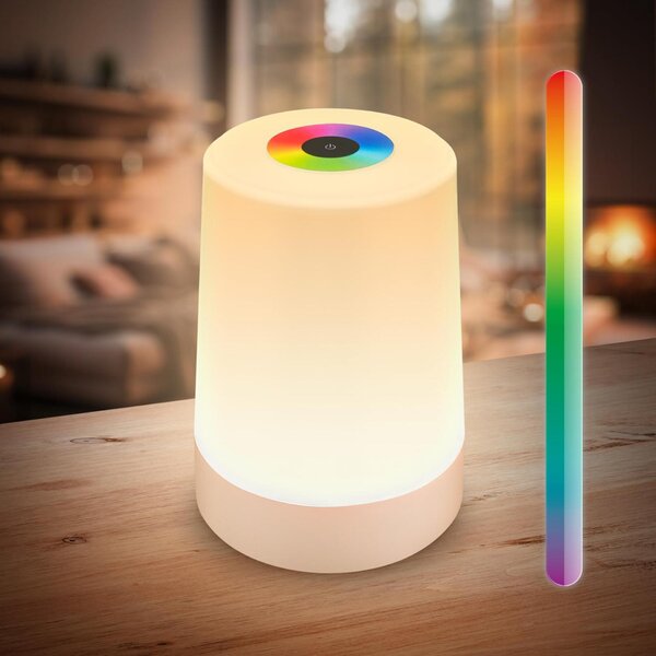 BRILONER Nubsi stolní lampička - 2,8W, 280lm, nabíjecí, LED, stmívatelné, RGB+W, béžová mat 7554011