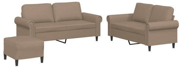 3dílná sedací souprava s poduškami cappuccino umělá kůže 3202159