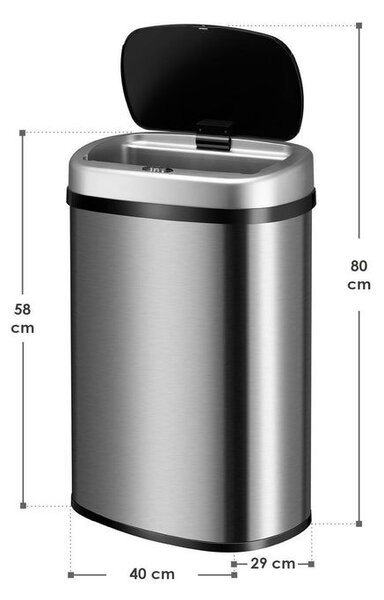 Automatický bezdotykový odpadkový koš 50 l – stříbrný
