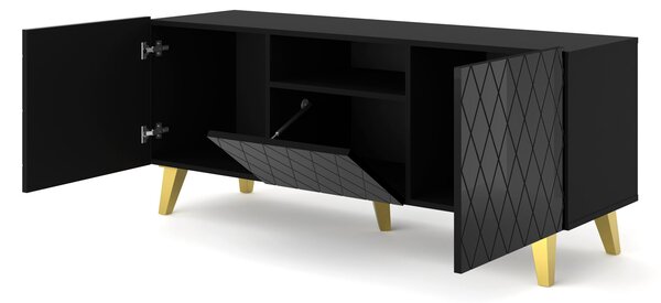 TV stolek/skříňka Dintanna 145 (černá + lesk černý)
