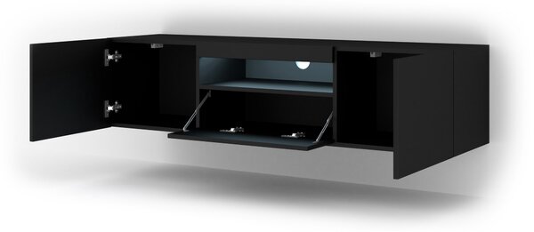 TV stolek/skříňka Aurinko 150 (matná černá) (s osvětlením)