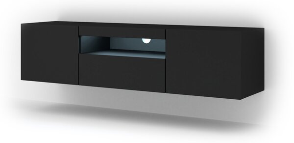 TV stolek/skříňka Aurinko 150 (matná černá) (s osvětlením)