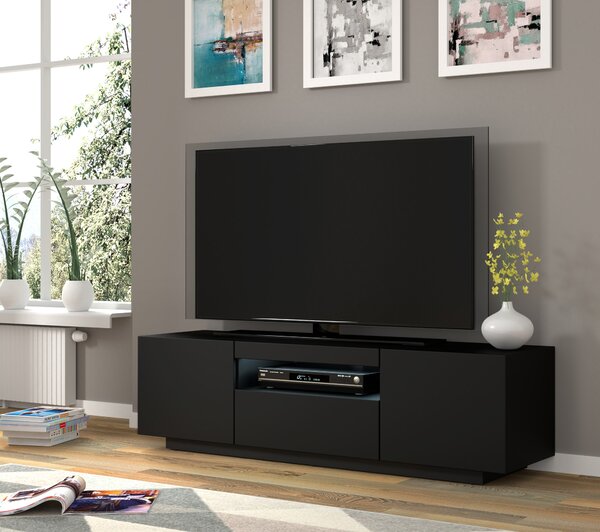 TV stolek/skříňka Aurinko 150 (matná černá) (s osvětlením)