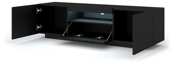 TV stolek/skříňka Aurinko 150 (matná černá) (s osvětlením)