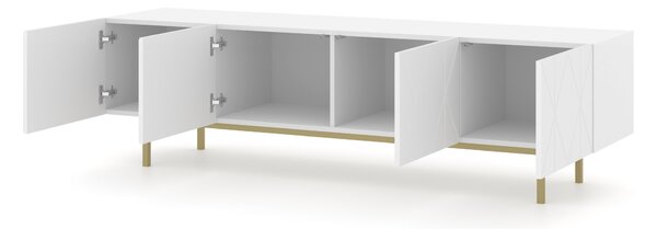 TV stolek/skříňka Koira (bílá matná + zlatá)
