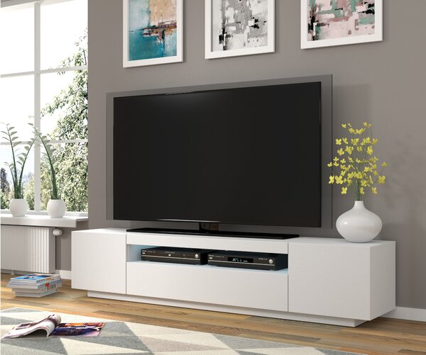 TV stolek/skříňka Aurinko 200 (matná bílá) (s osvětlením)