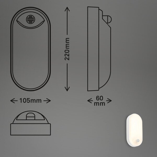 BRILONER Ruch LED venkovní nástěnné svítidlo, pohybové čidlo, IP65, bílé 3830016