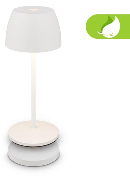 BRILONER Serina Mini LED stolní lampička bezdrátová IP44, stmívatelné, s nabíjecí základnou, bílé 7504016
