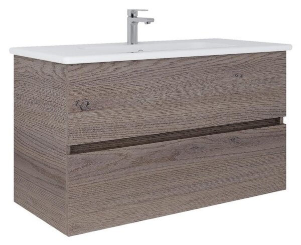 Dřevojas - Koupelnová skříňka s umyvadlem BANO 100x47 cm tmavý dub/bílá