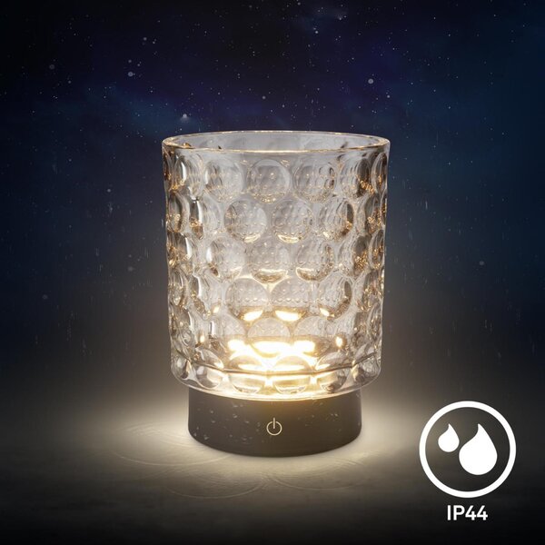 BRILONER Sunora LED stolní lampička bezdrátová IP44, stmívatelné, dotykový vypínač, šedá 7560014