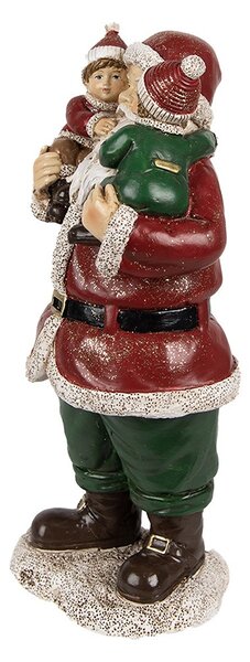 Červená vánoční dekorace socha Santa s dětmi - 10*8*21 cm - Clayre & Eef