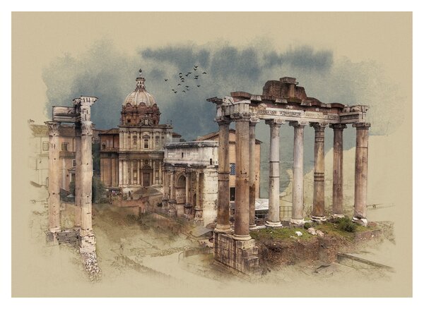 Obraz - Forum Romanum, Řím, Itálie (70x50 cm)