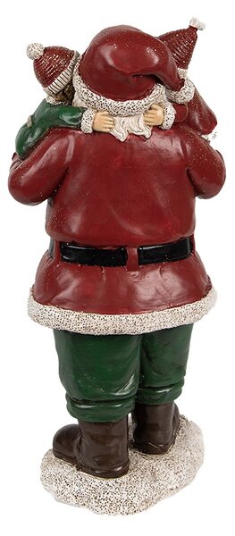 Červená vánoční dekorace socha Santa s dětmi - 10*8*21 cm - Clayre & Eef