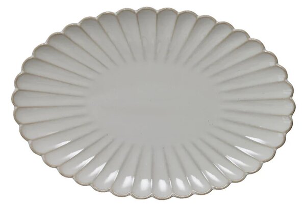 Porcelánový oválný servírovací talíř Chryzantéma béžový 30 cm