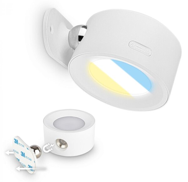 BRILONER Tari nástěnné bodové svítidlo - 1,6W, 160lm, LED, nabíjecí, CCT, stmívatelné, bezdrátové, bílá 3896016