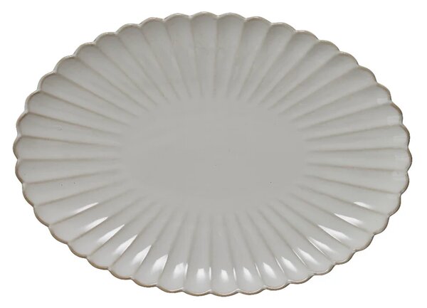 Velký porcelánový oválný servírovací talíř Chryzantéma béžový 36 cm
