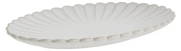Porcelánový oválný servírovací talíř Chryzantéma béžový 30 cm