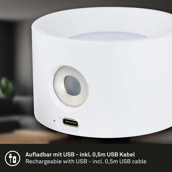 BRILONER Tari nástěnné svítidlo bezdrátové, stmívatelné, magnetické, bílé 2599016