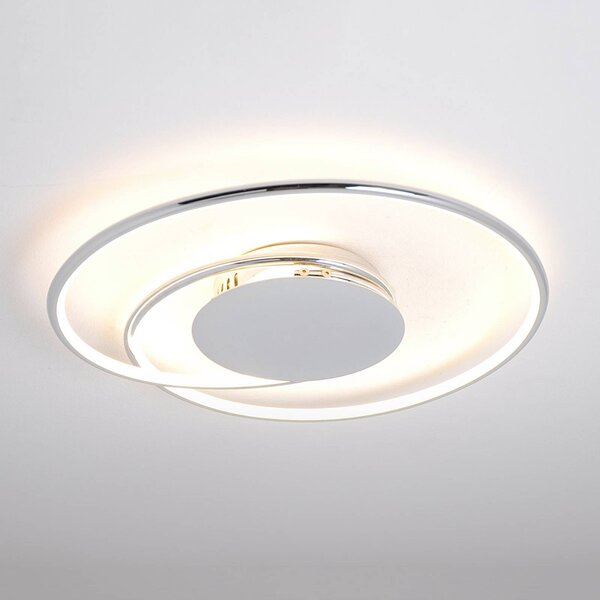 Lindby LED stropní svítidlo Joline, Ø 45 cm, chromová barva, kov, Chrom / stříbro, Obývací pokoj / jídelna, kov, Moderní