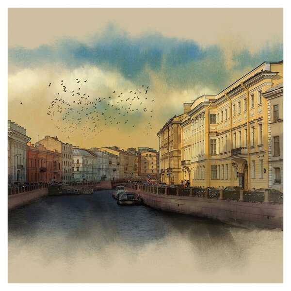 Obraz - Řeka Moyka, Petrohrad, Rusko (30x30 cm)