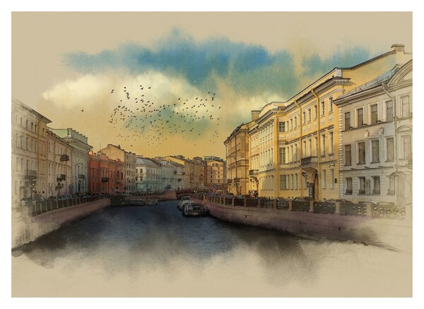 Obraz - Řeka Moyka, Petrohrad, Rusko (70x50 cm)