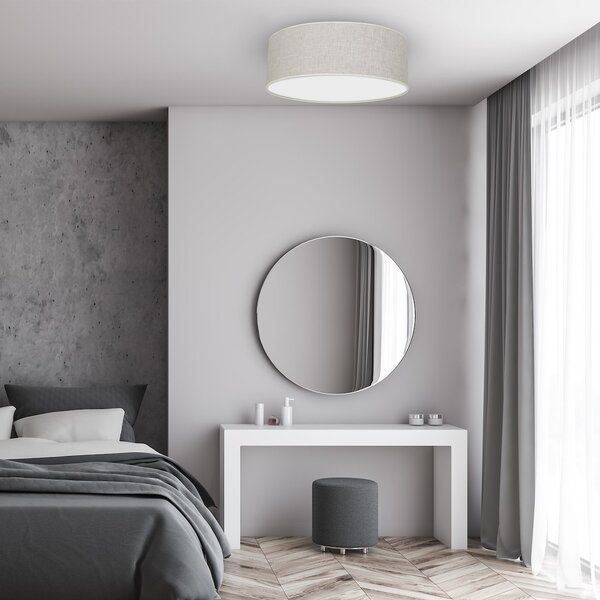 Stropní svítidlo Lino Round, 1x lněné stínítko, (bílé plexisklo), (fi 50cm)