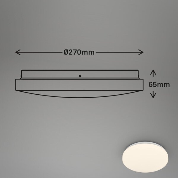 BRILONER Walk LED stropní svítidlo IP54, 3m dosah čidla, pohybové čidlo bílé 3827016