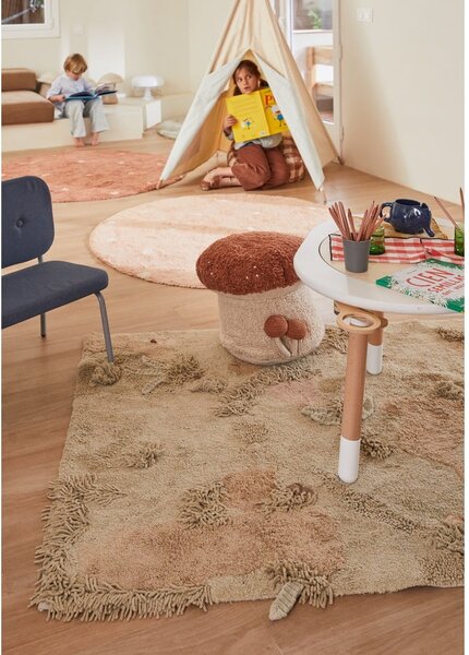 Světle růžový pratelný ručně tkaný bavlněný dětský koberec ø140 cm Round Dot Rose – Lorena Canals