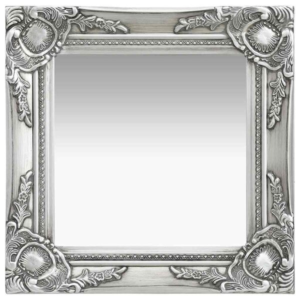 Nástěnné zrcadlo barokní styl 40 x 40 cm stříbrné 320306