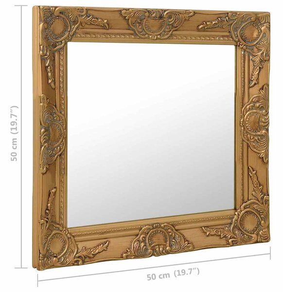 Nástěnné zrcadlo barokní styl 50 x 50 cm zlaté 320313