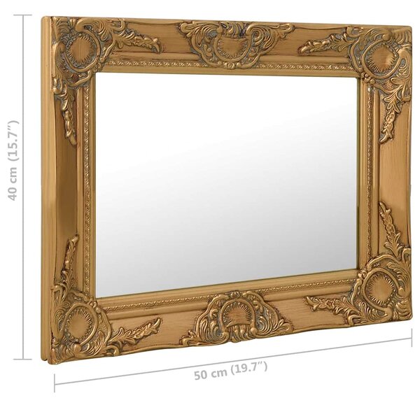 Nástěnné zrcadlo barokní styl 50 x 40 cm zlaté 320309