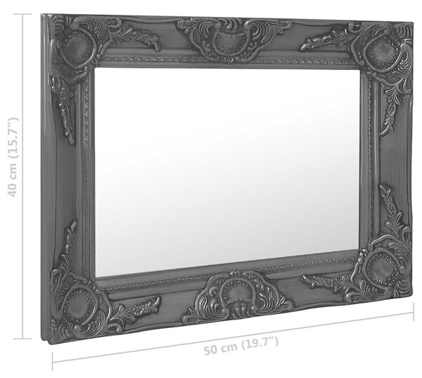 Nástěnné zrcadlo barokní styl 50 x 40 cm černé 320311