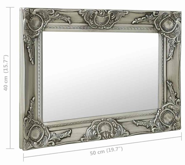Nástěnné zrcadlo barokní styl 50 x 40 cm stříbrné 320310