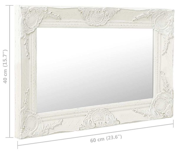 Nástěnné zrcadlo barokní styl 60 x 40 cm bílé 320328