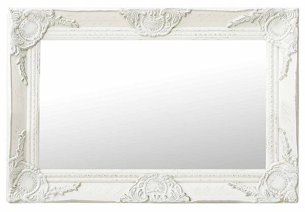 Nástěnné zrcadlo barokní styl 60 x 40 cm bílé 320328