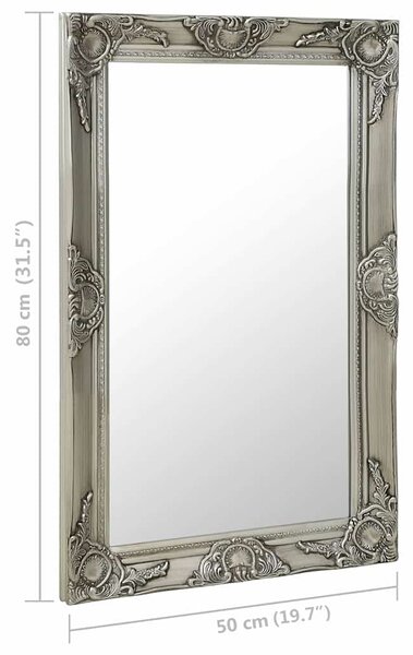 Nástěnné zrcadlo barokní styl 50 x 80 cm stříbrné 320322