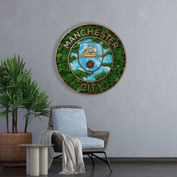 Dřevěný obraz na zeď - Manchester City Moss