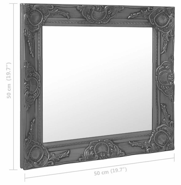 Nástěnné zrcadlo barokní styl 50 x 50 cm černé 320315