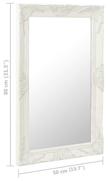 Nástěnné zrcadlo barokní styl 50 x 80 cm bílé 320320