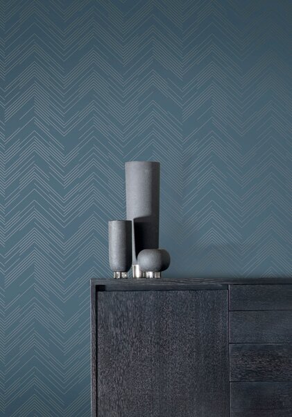 Modro-stříbrná geometrická vliesová tapeta na zeď, MD7224, Modern Metals, York