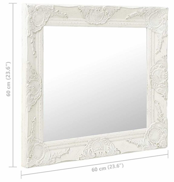 Nástěnné zrcadlo barokní styl 60 x 60 cm bílé 320332